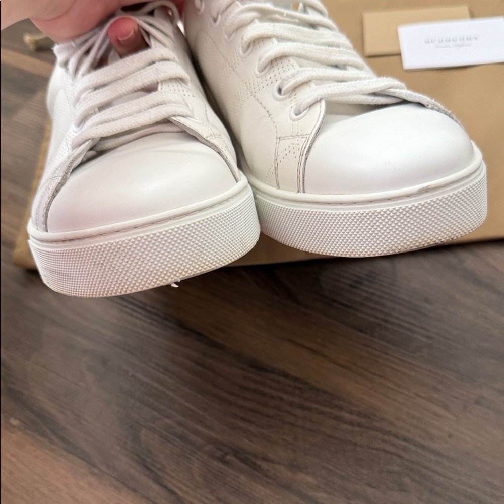 Burberry Men’s White Leather Sneakers - Picture 8 of 12